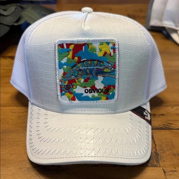 Goorin Bros.White Trucker Hat with Obvio Patch - Picture 1 of 7